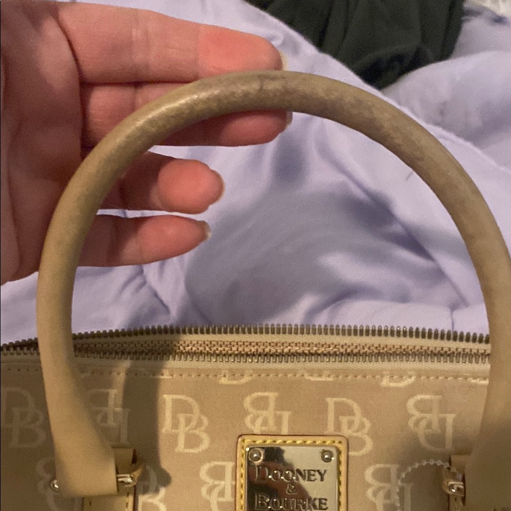 Dooney & Bourke Tan Monogram Satchel - Picture 4 of 10